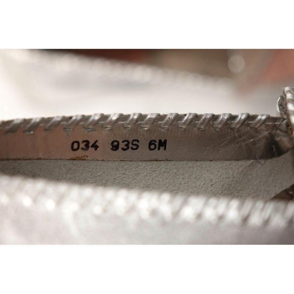 Mixed Blues Patchwork Loafers Women 6M Metallic Silver Whipstitch Flat Slip On - Picture 4 of 9